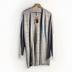 Leo‎ And Nicole Long Loose Knit Open Front Cardigan Women's XL Oatmeal NWT